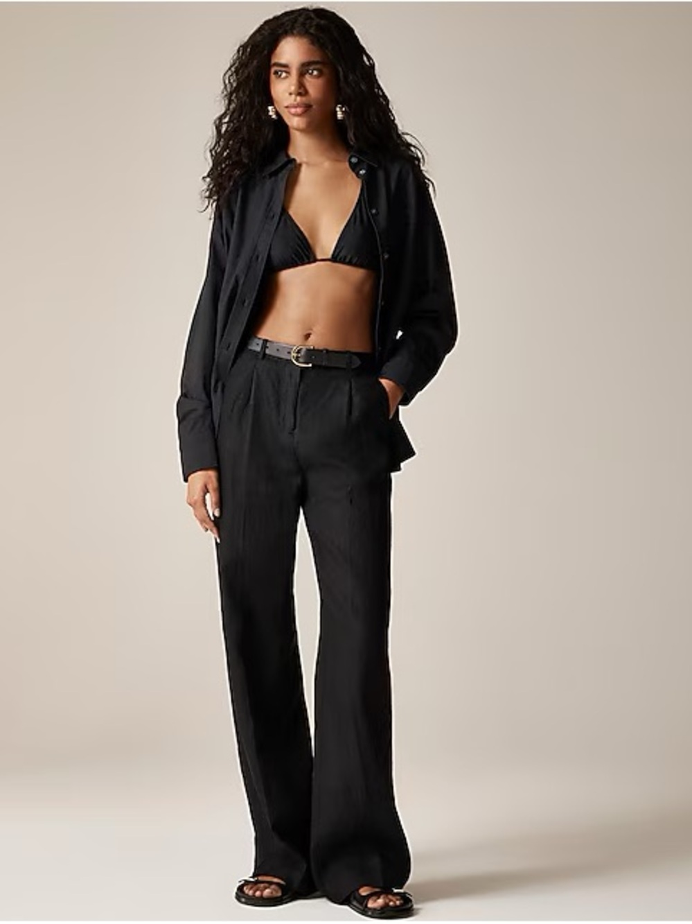 J.Crew essential wide leg linen pant